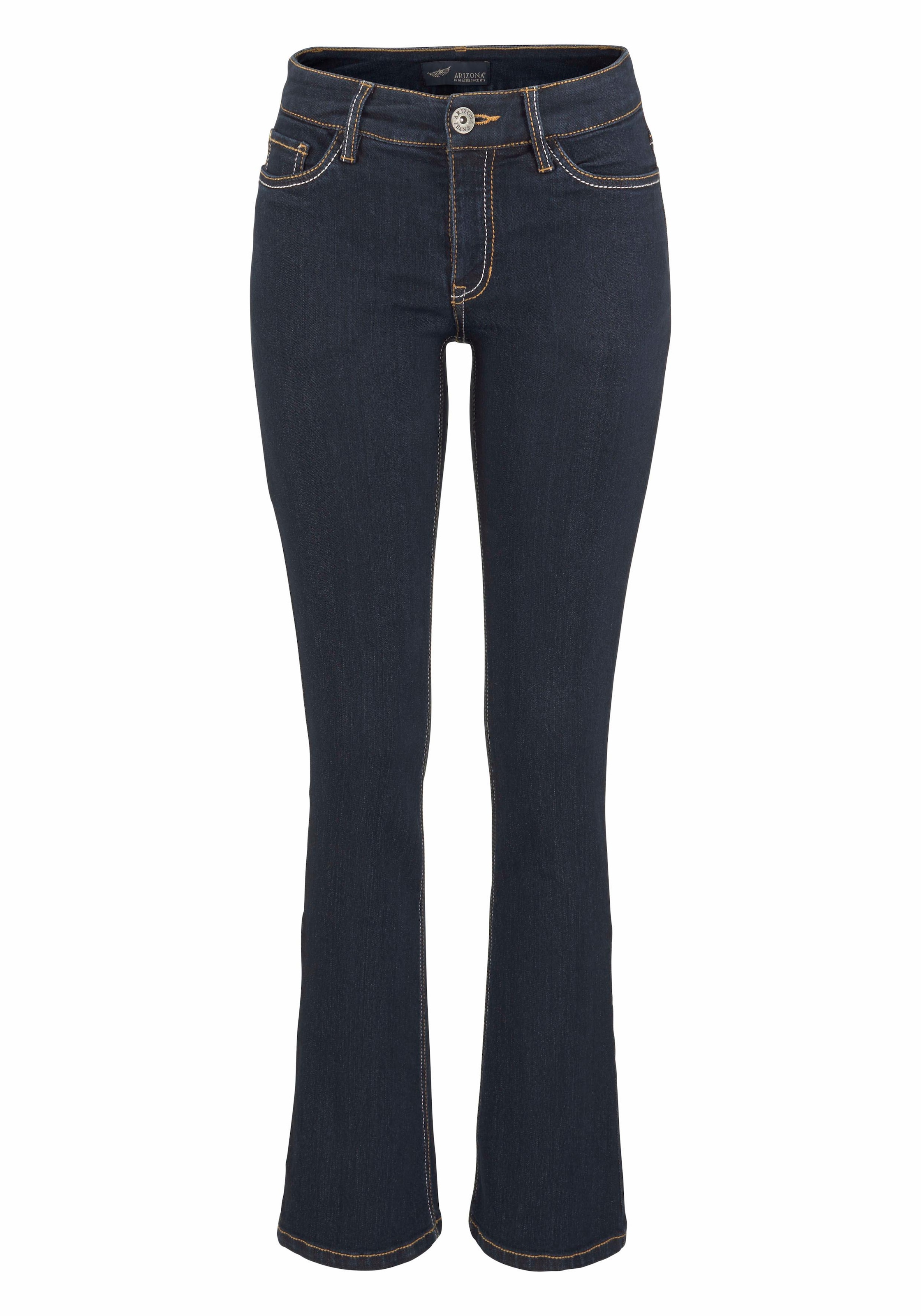 Arizona Bootcut-Jeans »mit Kontrastnähten«, normale Leibhöhe,  Bootcut,  5-Pocket-Style,  dunkle Waschung