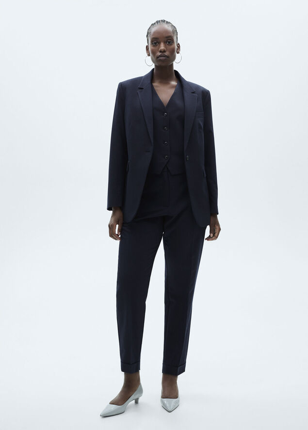 MANGO Fitted suit jacket Navy