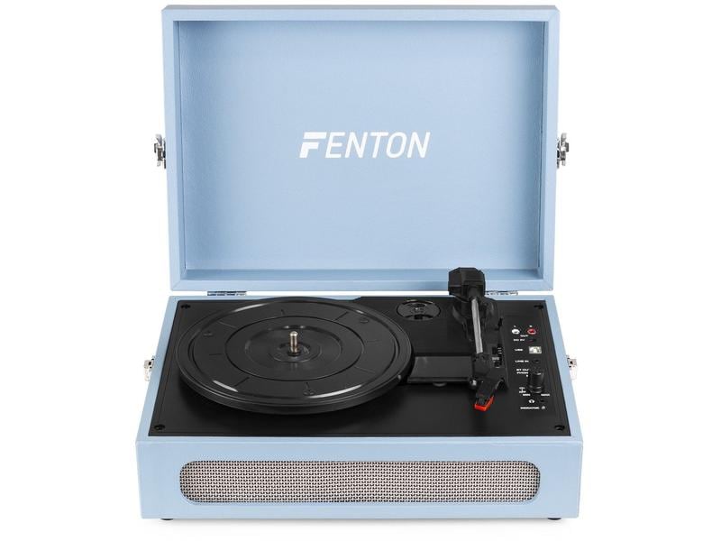 Fenton Plattenspieler mit Bluetooth RP118E Blau Hochwertiger Plattenspieler im Kofferdesign
