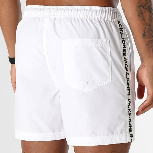 Short De Bain A Bandes Fiji Basic Blanc