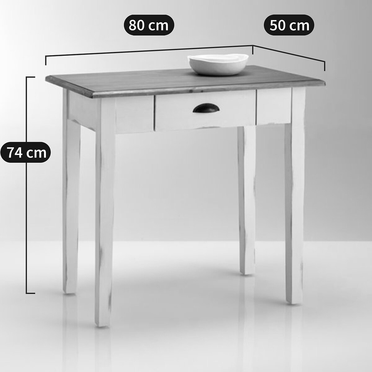 LA REDOUTE INTERIEURS<br>Mesa de cozinha em madeira de pinho e folheado, 2 pessoas, Roside