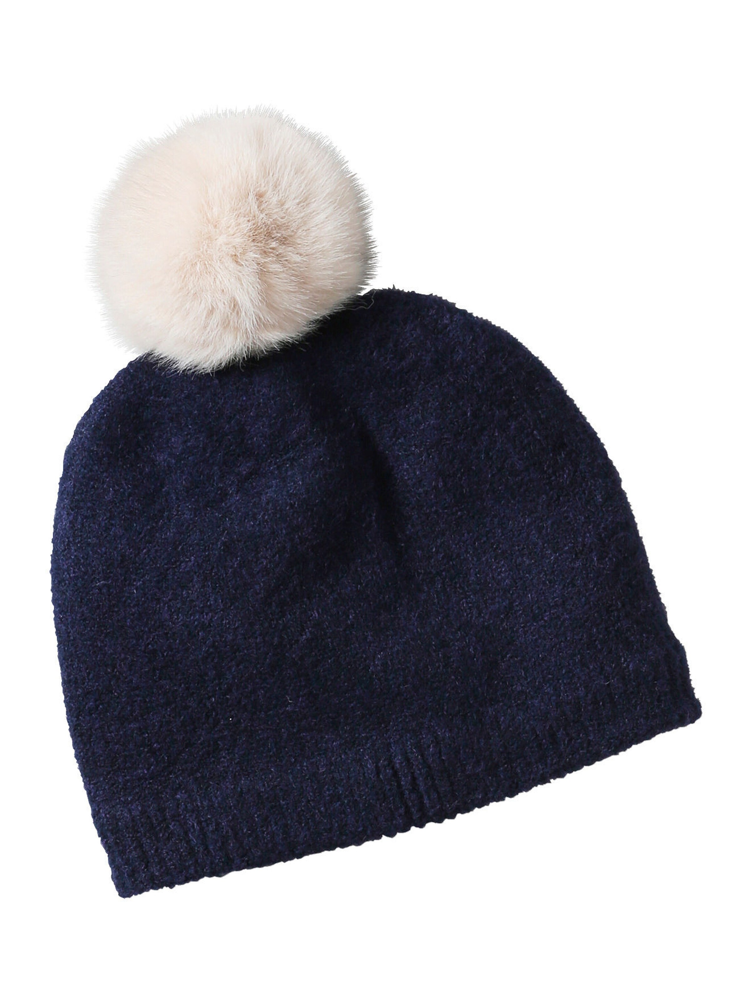 Vertbaudet Mädchen-Set: Pompon-Mütze & Schal aus Strick marine