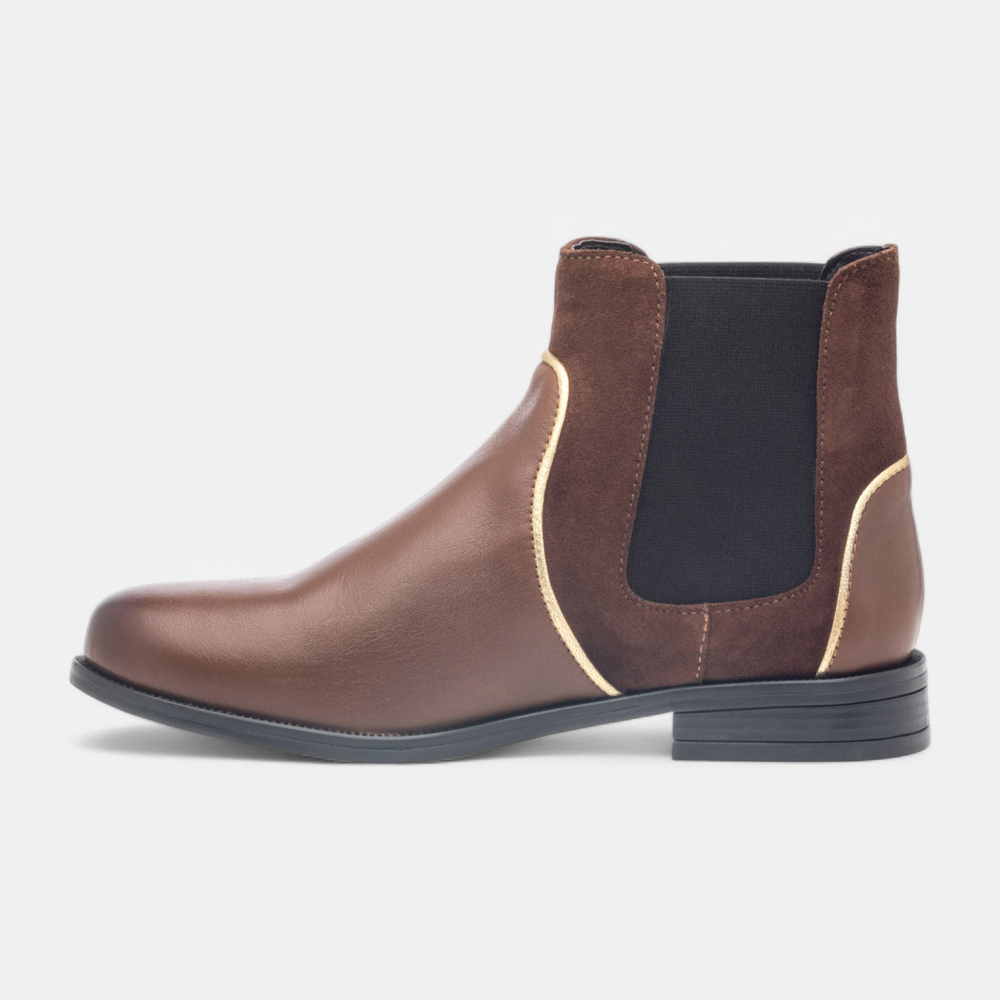 Boots chelsea Femme en cuir cognac