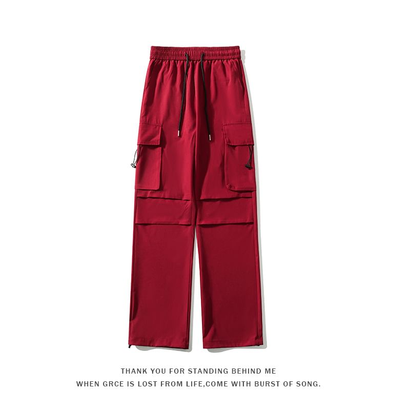 Aozora - Mid Rise Plain Cargo Straight Leg Broek