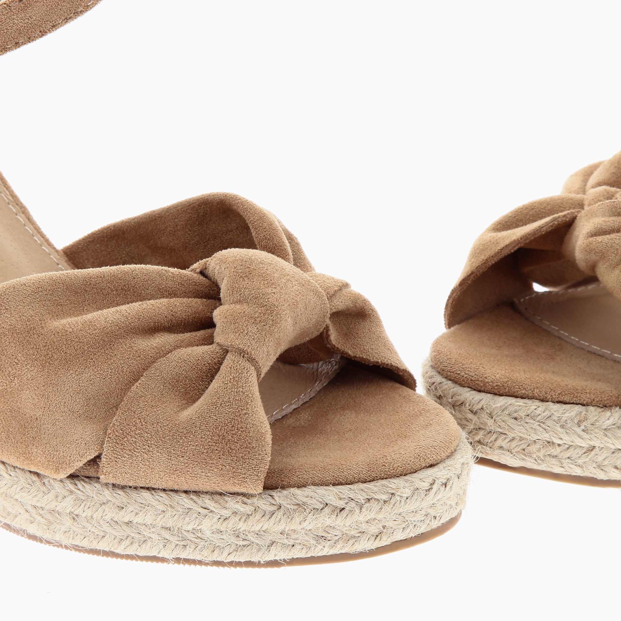 Sandales à talon, Compensées-Sandales compensées nouées Zoëlla beiges