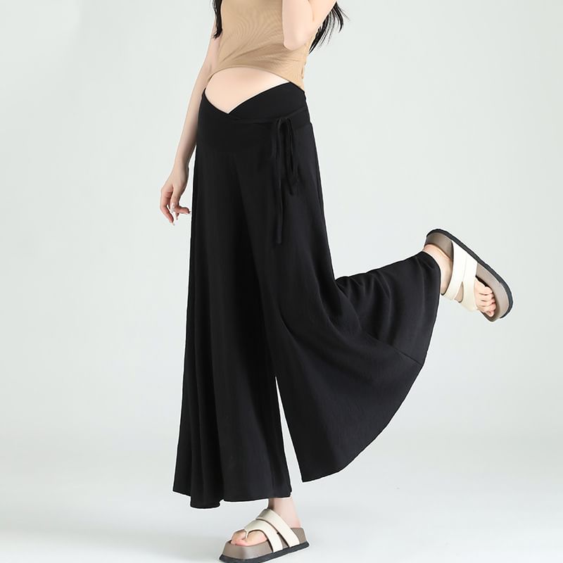 matteira - Maternity High Waist Plain Cropped Culottes