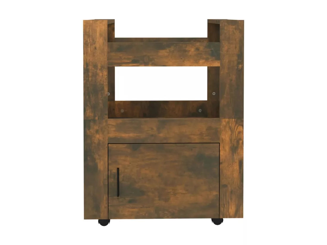 Chariot de cuisine Chêne fumé 60x45x80 cm Bois d'ingénierie
