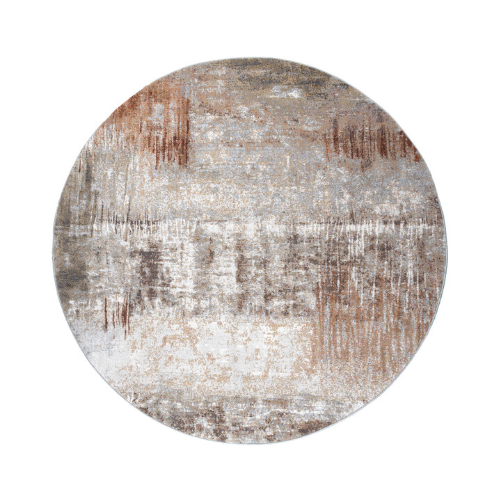 Rond abstract vloerkleed - Xavier Scratch Taupe/Rood
