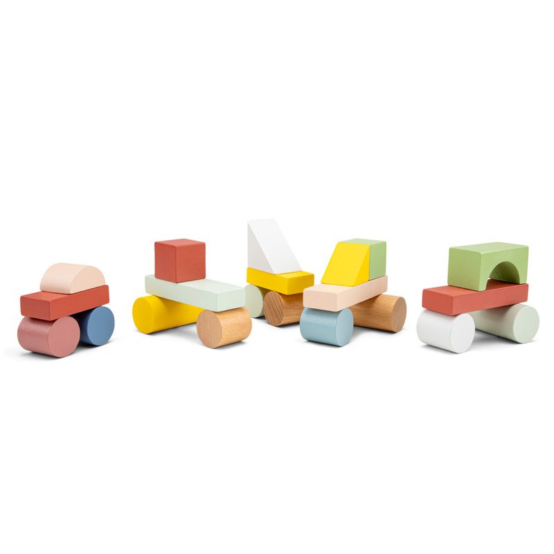 New Classic Toys Byggeklosser i tre 100 deler, Pastellfarger