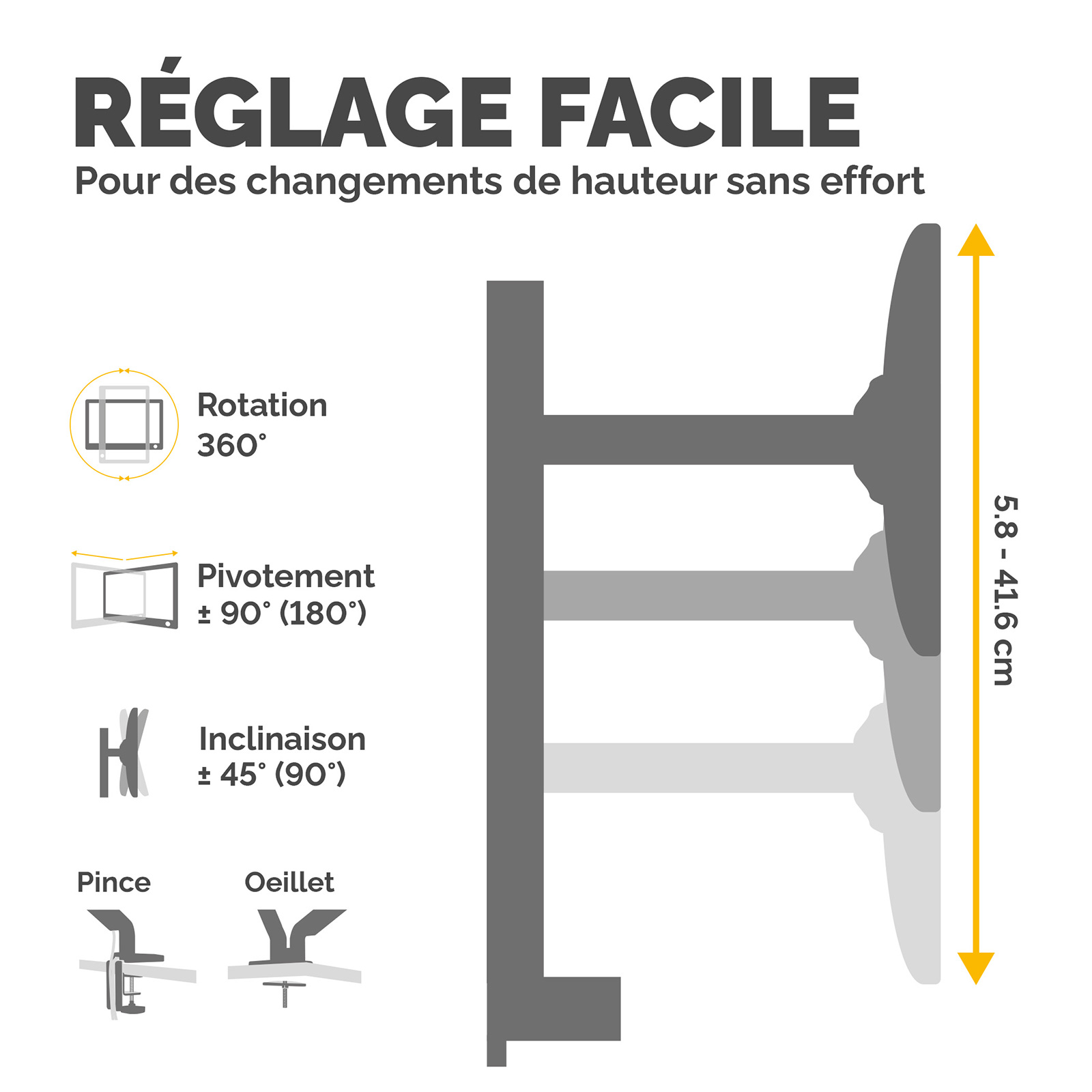 Fellowes Bras porte écran double Reflex