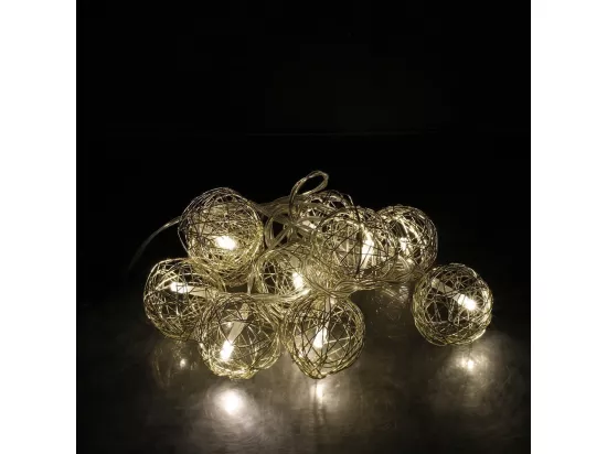 Guirlande lumineuse sphère filaire en métal 10 leds (Lot de 2)