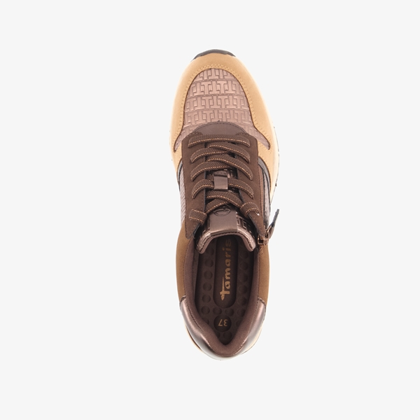 Tamaris dames sneakers bruin met print
