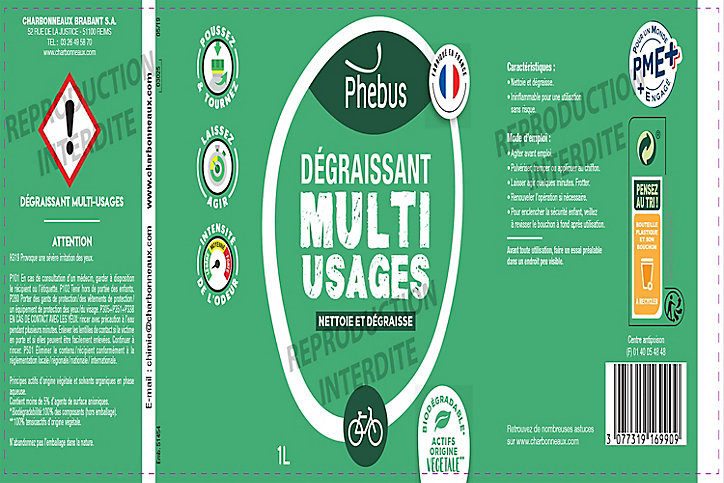 Dégraissant multi-usages ecosolvant Phebus 1L