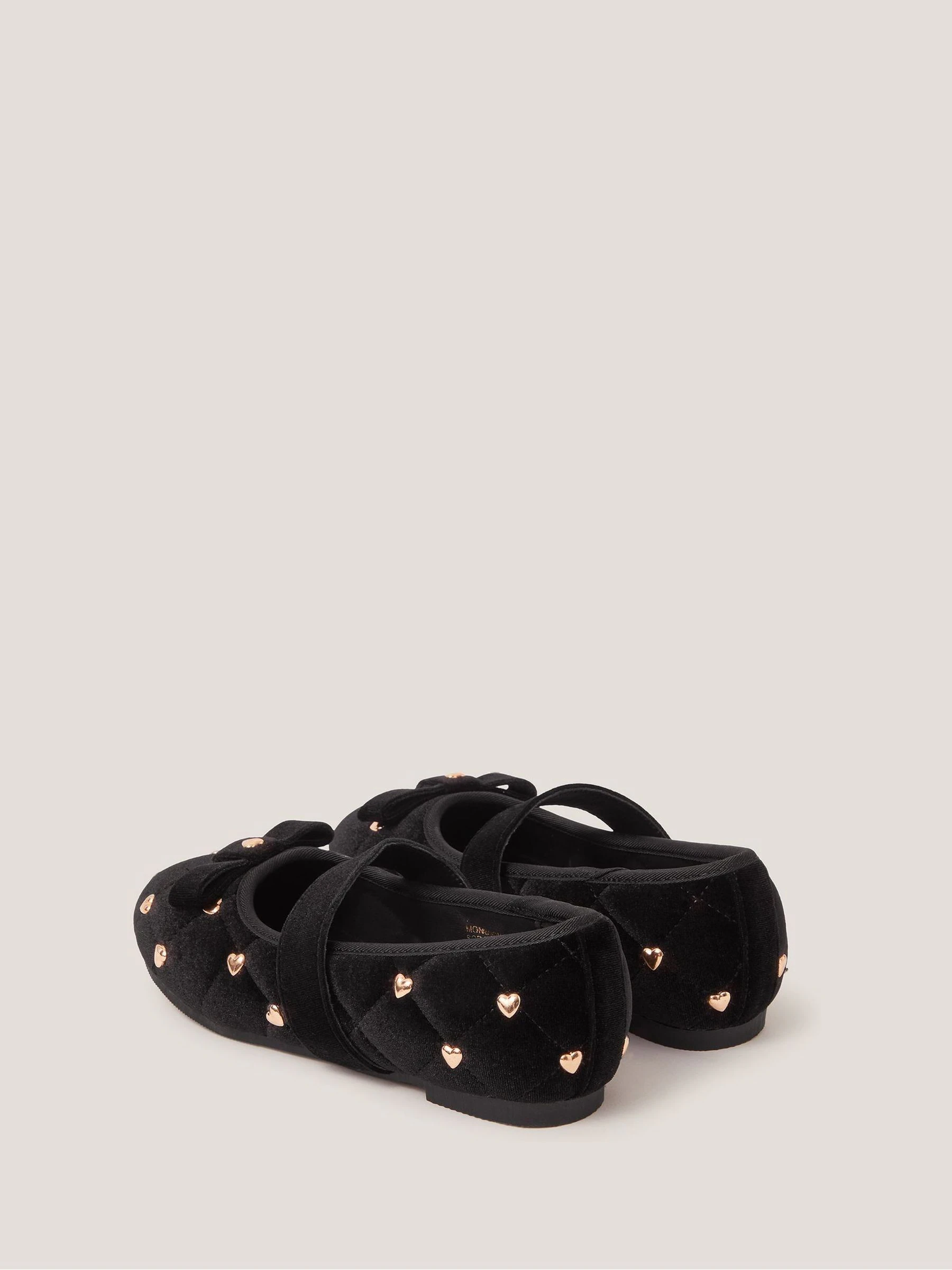 Monsoon Heart Stud Velvet Ballet Flats