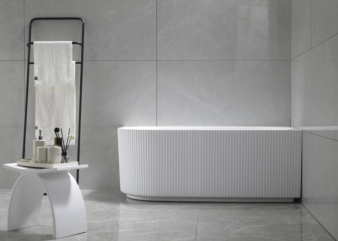 Aqualine Tibera hoekbad rechts met ribbel 170x80cm wit