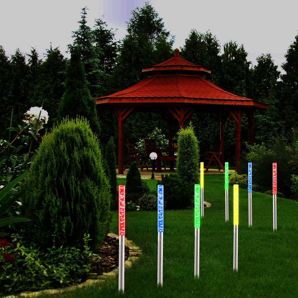 4er Set RGB LED Solar Steckleuchten, Höhe 48 cm