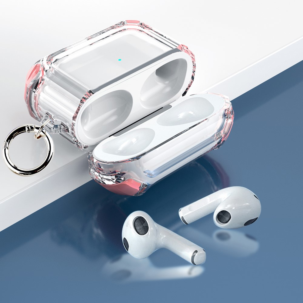 AirPods (3. Generation) Gummi Schutzhülle Air Cushion Fallschutz   Karabinerhaken - Rosa
