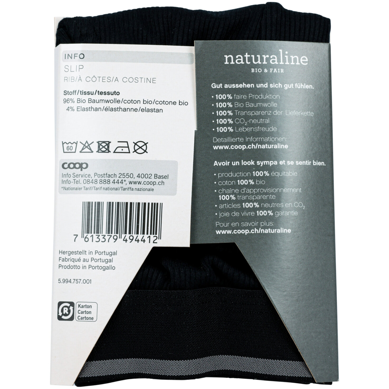 Naturaline Herren Slip Schwarz S
