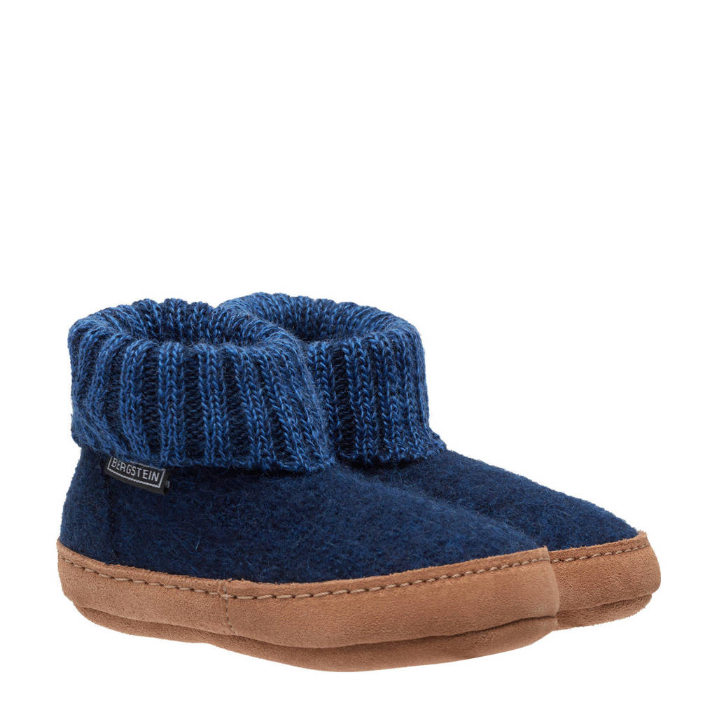 Bergstein wollen pantoffels donkerblauw