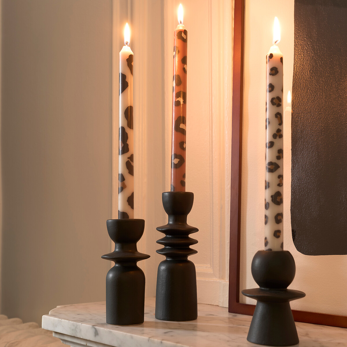 LA REDOUTE INTERIEURS<br>Conjunto de 3 velas com estampa de leopardo, Azhar