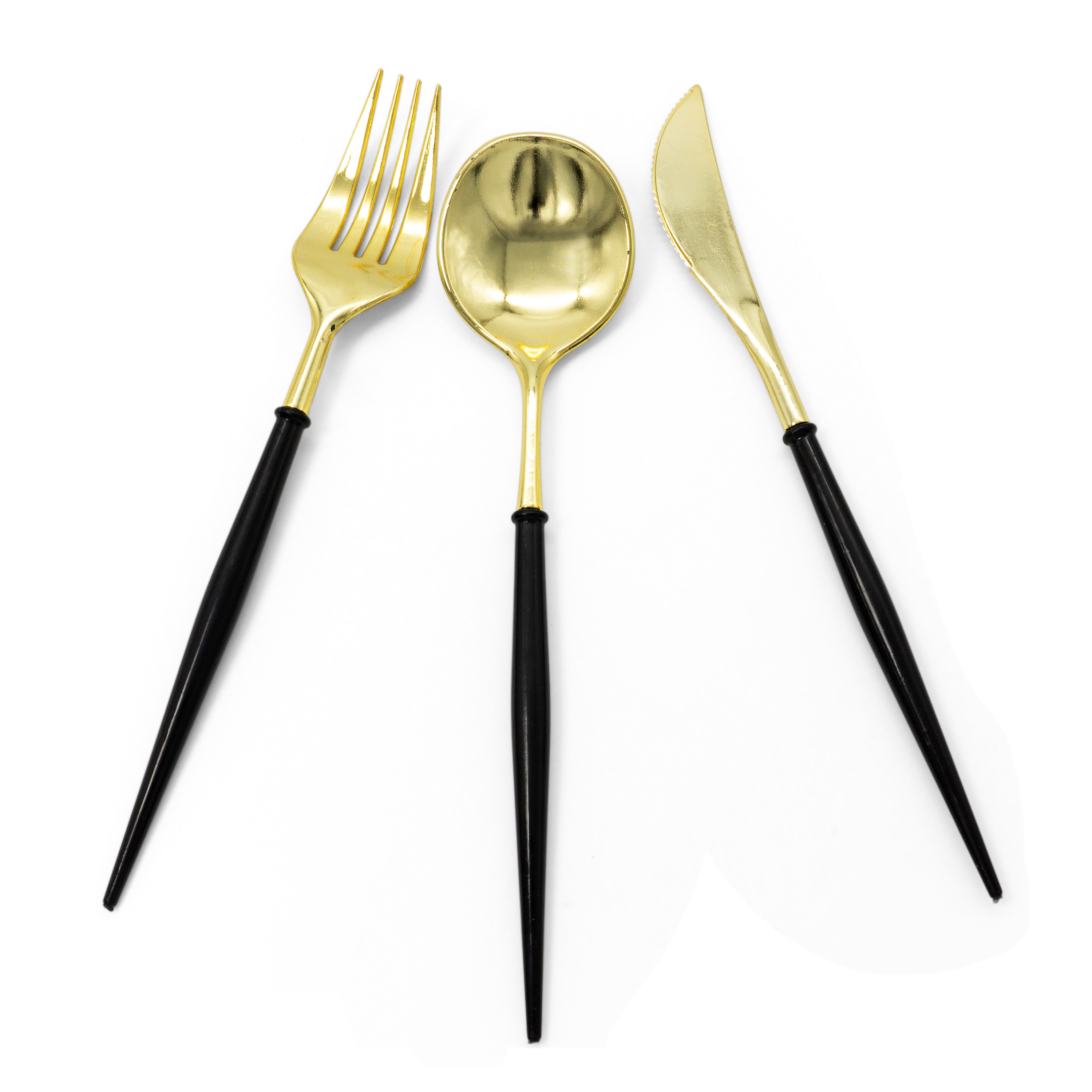 (24-tlg. Set) Einweg Besteck Party Tisch Dekoration - Gold / Schwarz