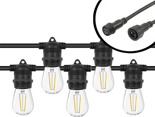 100m Arena LED Prikkabel - IP65 Lichtsnoer Buiten - koppelbaar - Vaste lampjes - inclusief 100x E27 lampen - Eco - Incl. Stekker