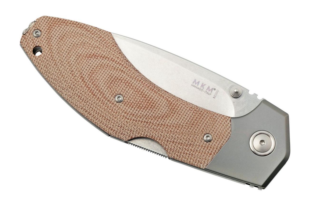 MKM Hero Stonewashed, Natural Canvas Micarta, Titanium Bolsters, zakmes
