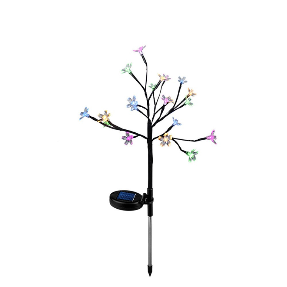 (2er Set) 20 LED's Solar Garten Licht Outdoor Kirschblüten Lampe Rasen Beleuchtung IP65 - Bunt