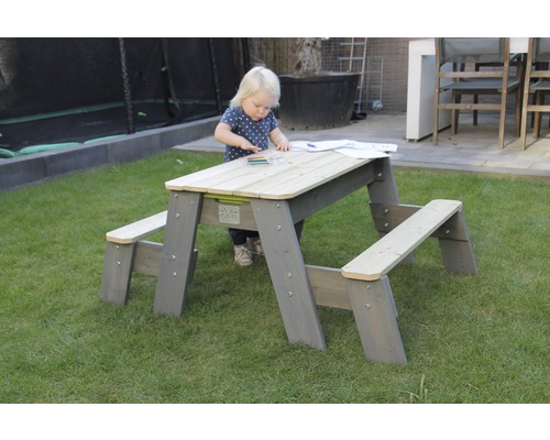 EXIT Aksent zand-, water- en picknicktafel met 2 banken, 94x121x50 cm, grijs