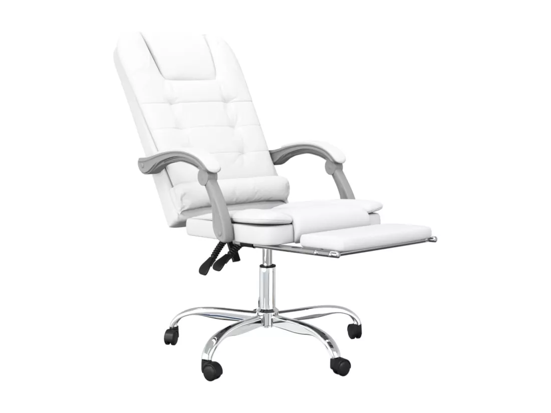 Fauteuil de massage inclinable de bureau Blanc Similicuir