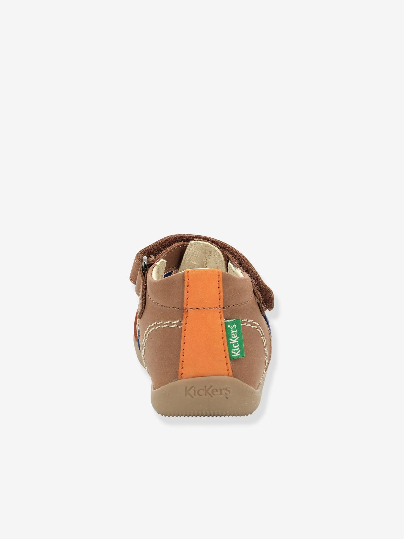 Sandálias de couro para bebê Bigbazar-2 Iconique Biboo KICKERS®, marrom médio, lisas