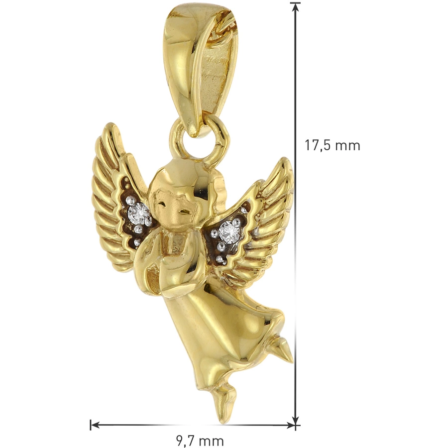 trendor Engel Anhänger Gold 333  8K + vergoldete Silber-Halskette gold