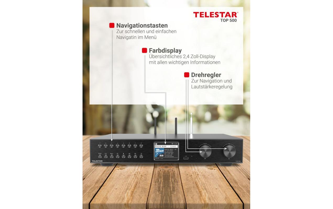 Netzwerk-Audioplayer TOP 500 Schwarz<br>HiFi-Tuner mit DAB+/FM und Internetradio