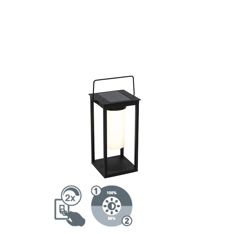 Moderne buitenlamp, zwart, inclusief LED en dimmer, op zonne-energie - Denlu