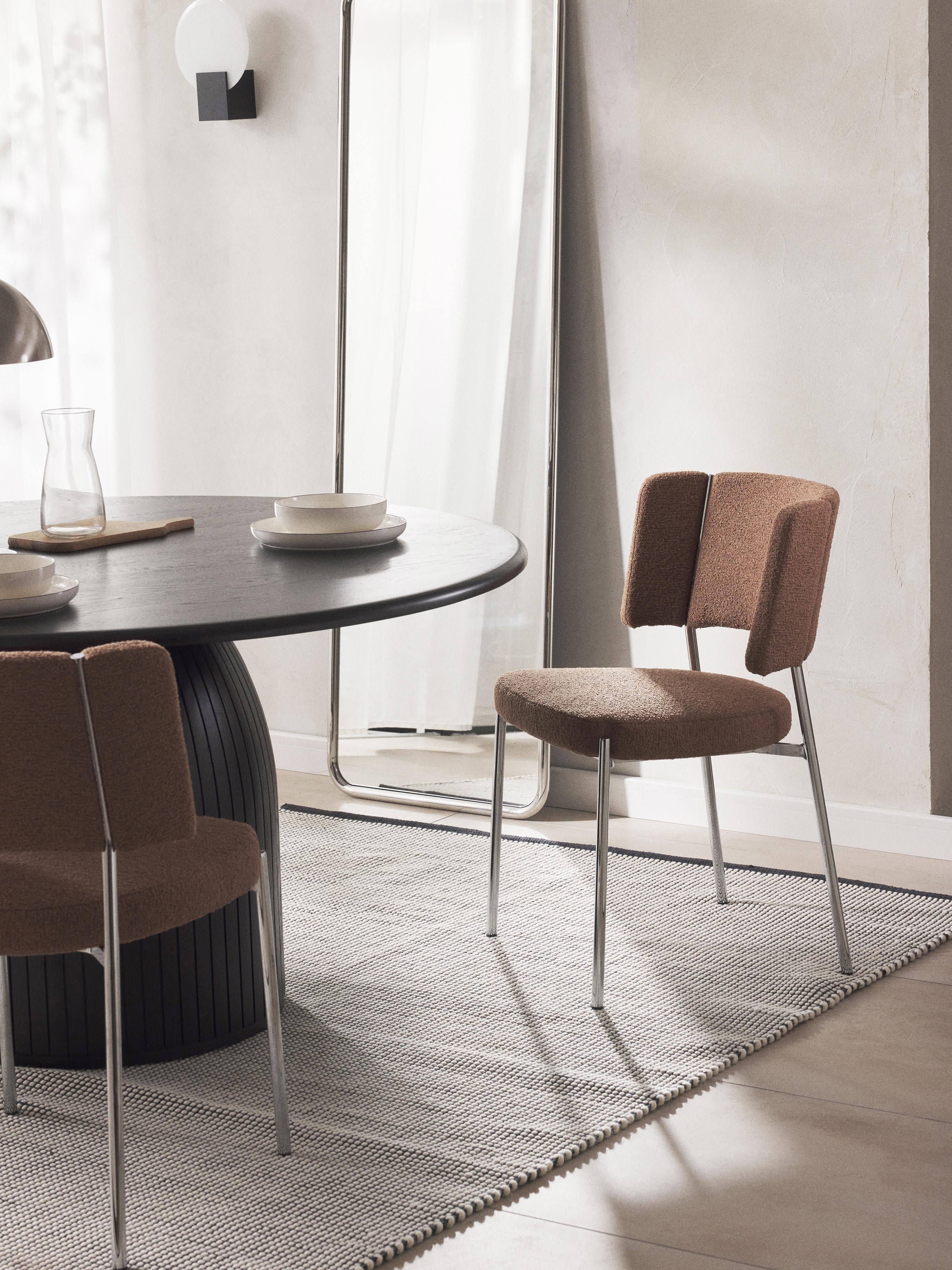Bouclé gestoffeerde stoelen Samantha, 2 stuks