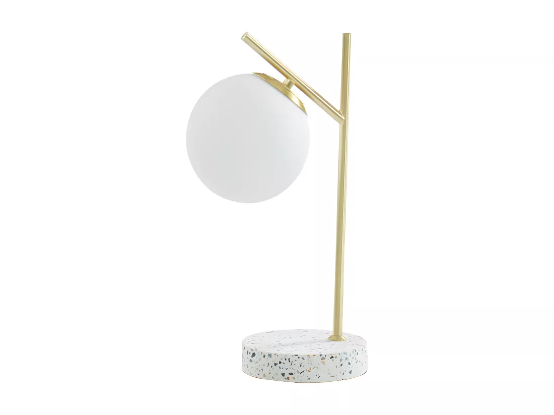 Lampe à poser style vintage - Socle en terrazzo - H. 38 cm - Doré - LULLABY