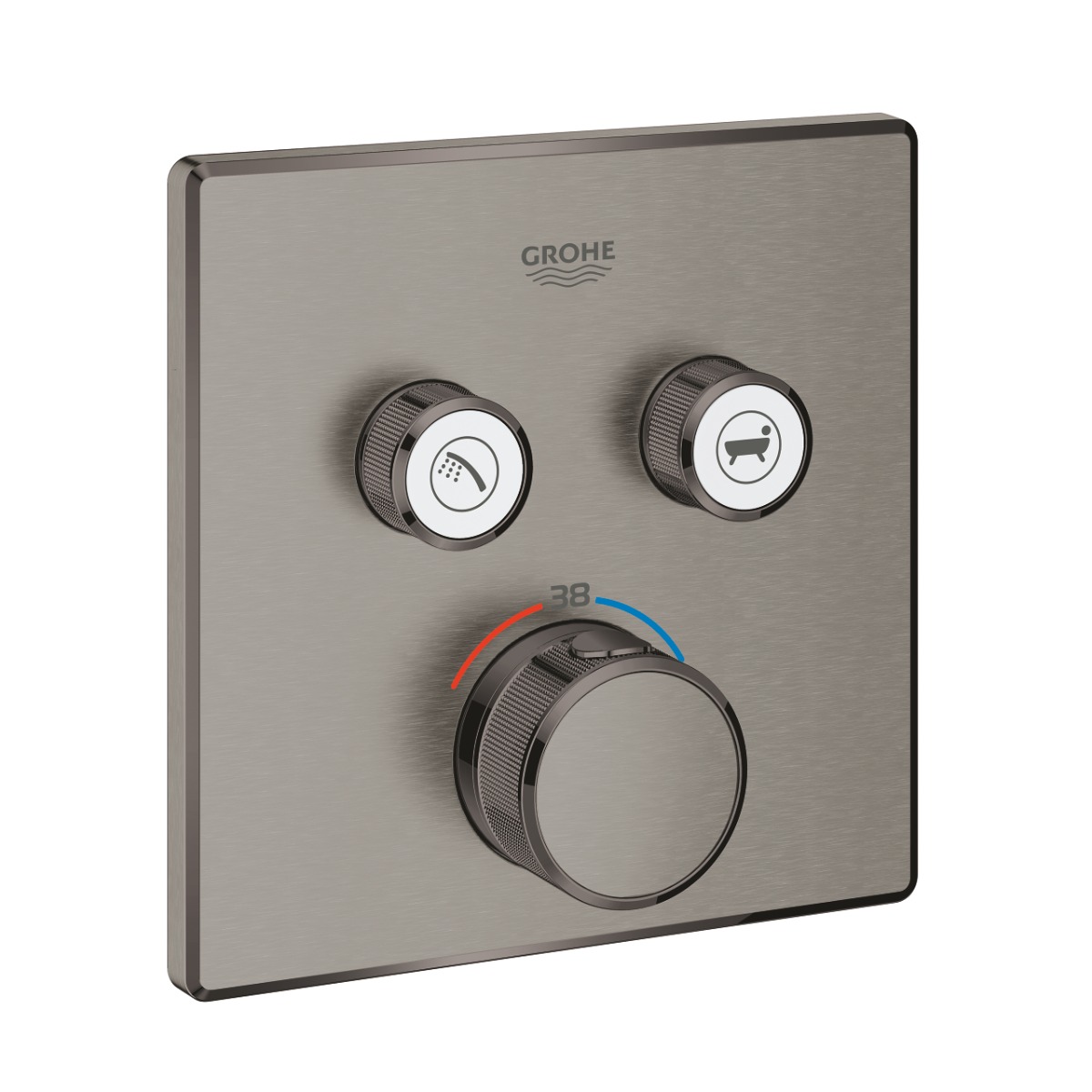 Grohe Grohtherm SmartControl douchethermostaat met omstel 2-weg vierkant brushed hard graphite