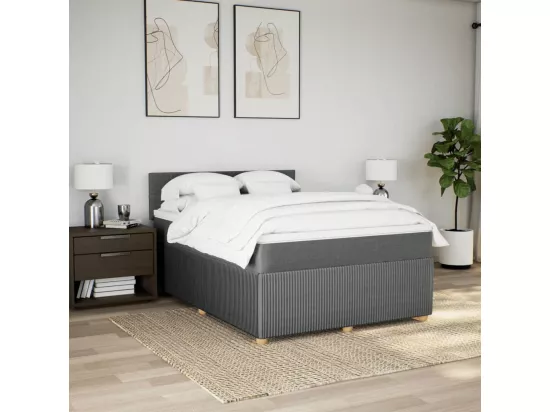 Sommier à lattes de lit avec matelas Gris foncé 140x190cm Tissu