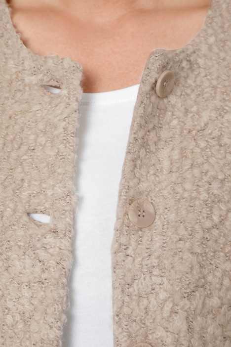 Blazer, figurumspielend, Bouclé, Rundhals, Langarm