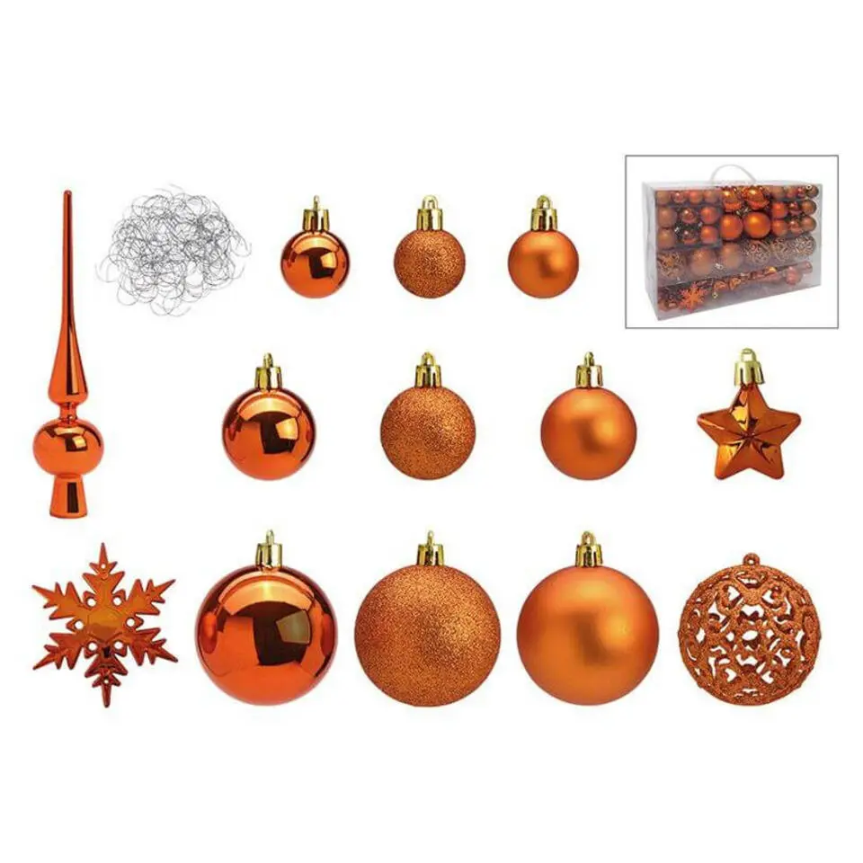 Kerstballen - 110 stuks - met piek - koper - kunststof - 3-6 cm