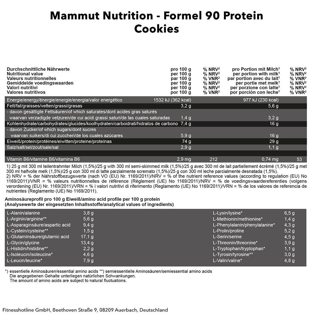 Mammut Formel 90 Protein, Cookies