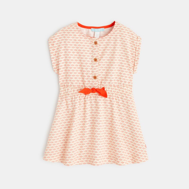 Robe saharienne fleurie orange bébé fille Orange