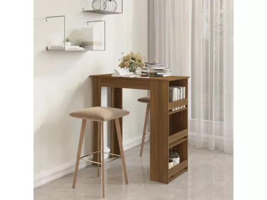 Table de bar et rangement chêne marron 102x50x103,5cm Aggloméré