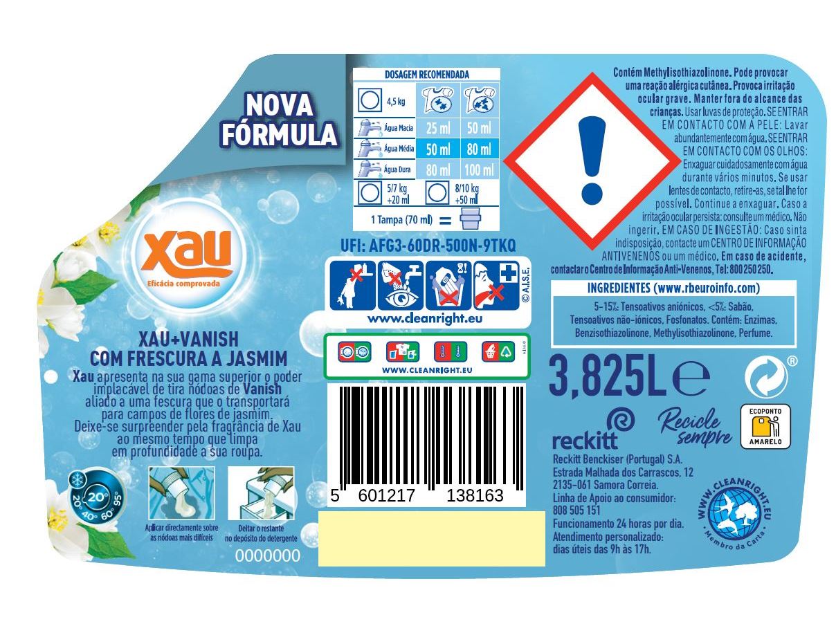 DETERGENTE ROUPA MÁQUINA LIQUIDO XAU VANISH FRESCURA JASMIM 85DOSES
