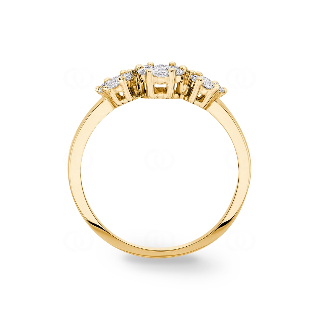 0.38 Karat Trilogie Diamantring 750/18 K Gelbgold