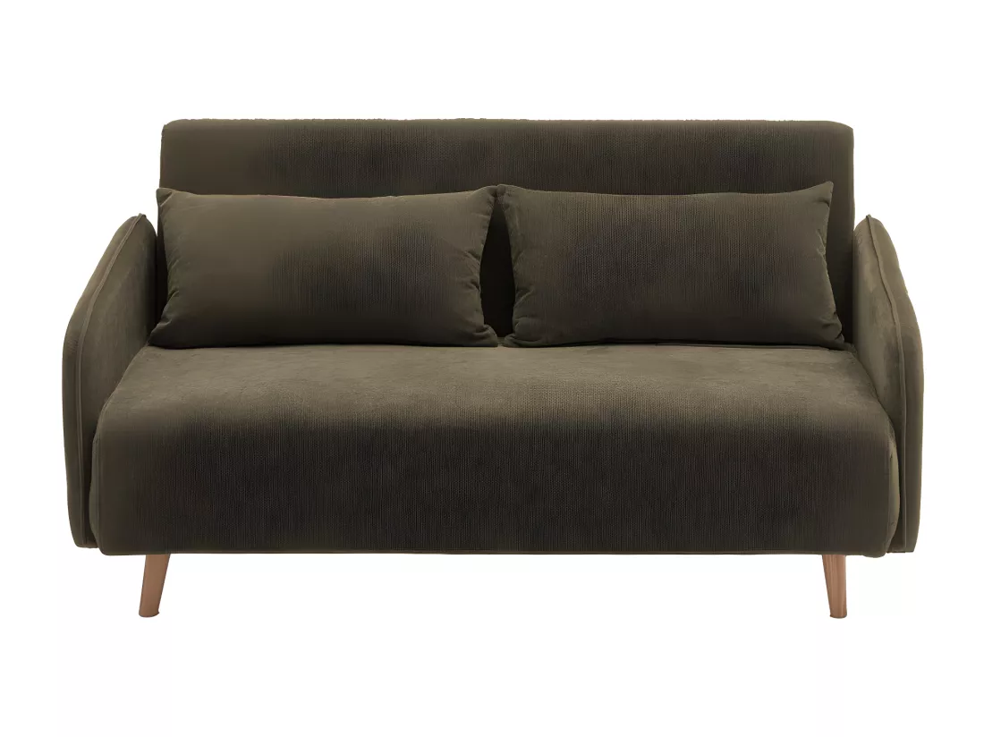 Monica - Canapé convertible 2 places en tissu chenille L140cm - Vert kaki
