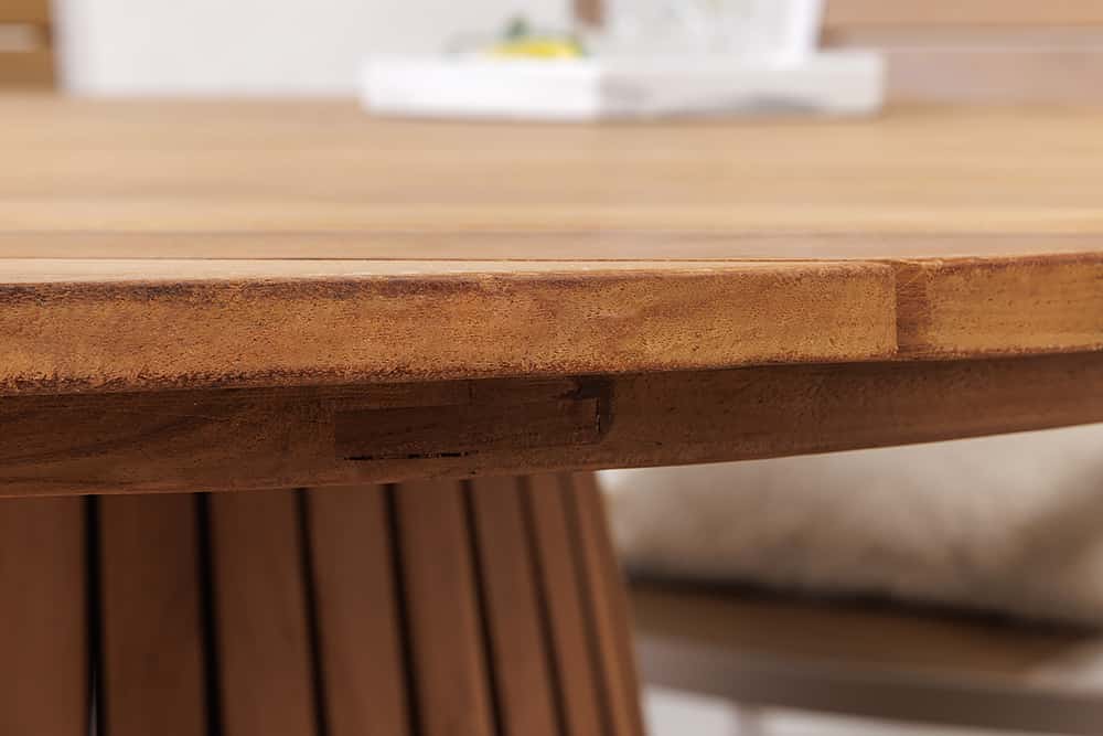 Runder Esstisch EMPIRE TEAK 140cm braun Teakholz Indoor Outdoor wetterfest