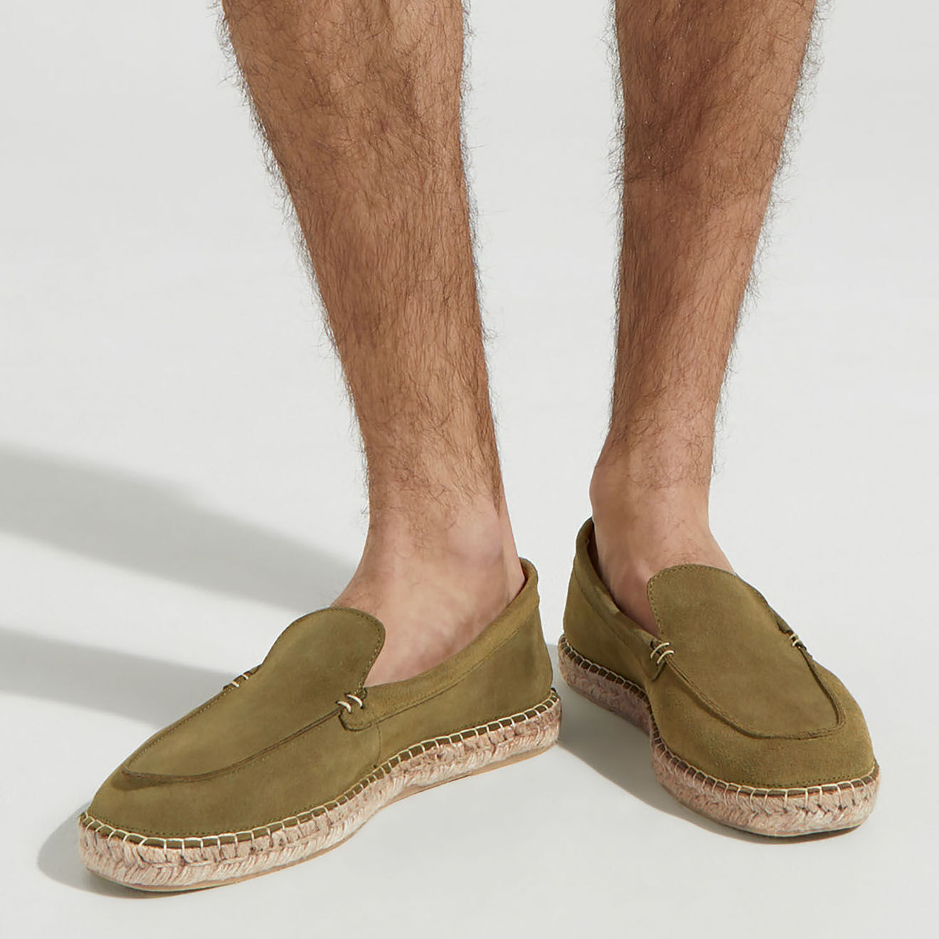Comptoir GL Mocassins espadrilles en Velours de Cuir vert chiné