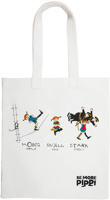 Pippi Langstrømpe Styrke  Øko Stoffveske, Hvit