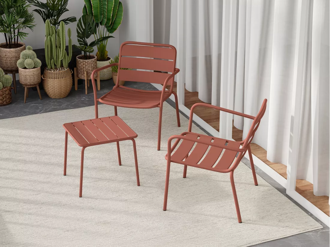 Table d'appoint de jardin en métal carrée - Terracotta - MIRMANDE de MYLIA